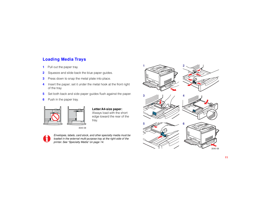 Tektronix PHASER 780 manual Loading Media Trays, Letter/A4-size paper 