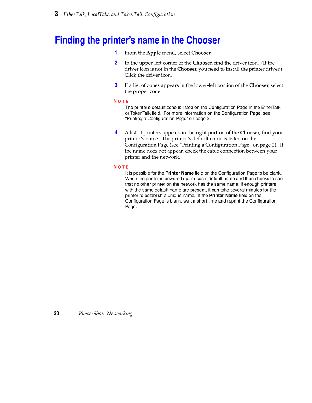 Tektronix Phaser 840 setup guide Finding the printer’s name in the Chooser 