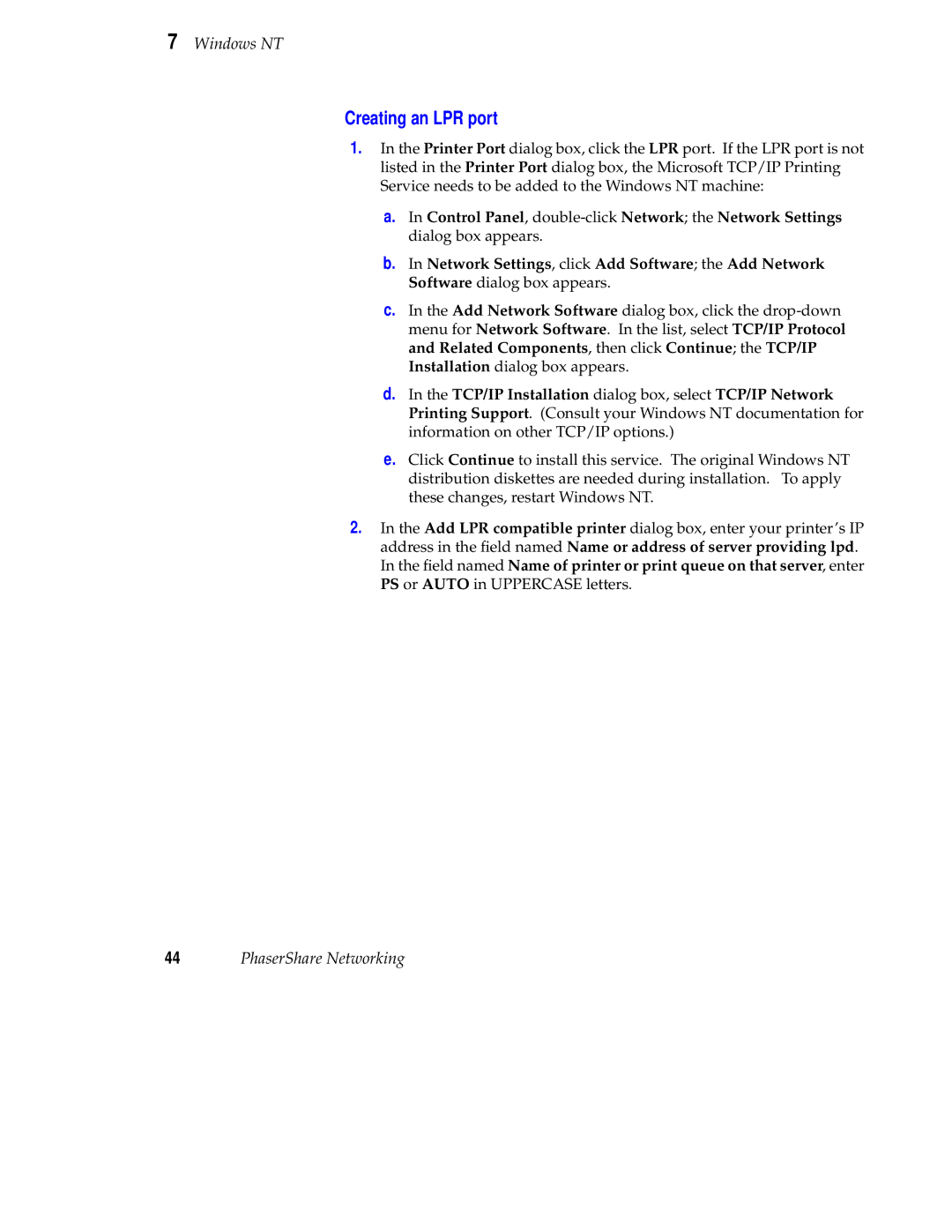 Tektronix Phaser 840 setup guide Creating an LPR port 