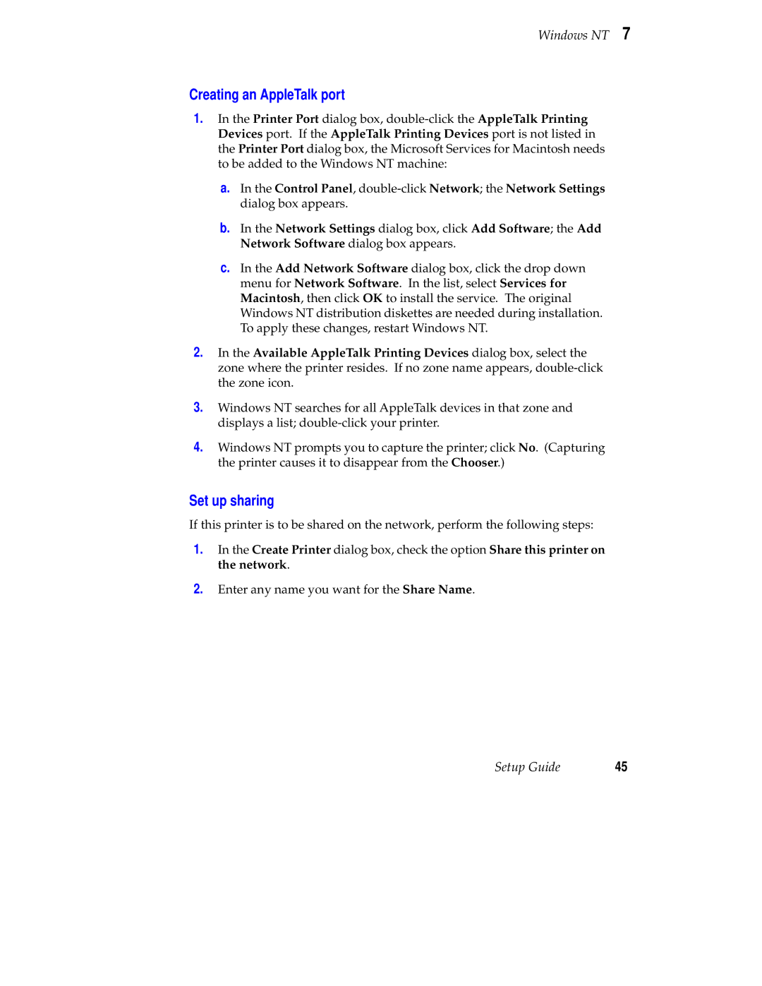 Tektronix Phaser 840 setup guide Creating an AppleTalk port, Set up sharing 