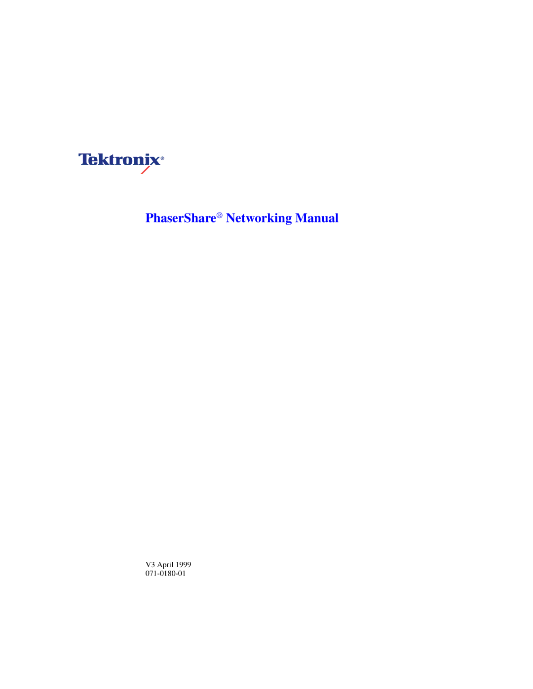 Tektronix Phasershare Printer manual PhaserShare Networking Manual 