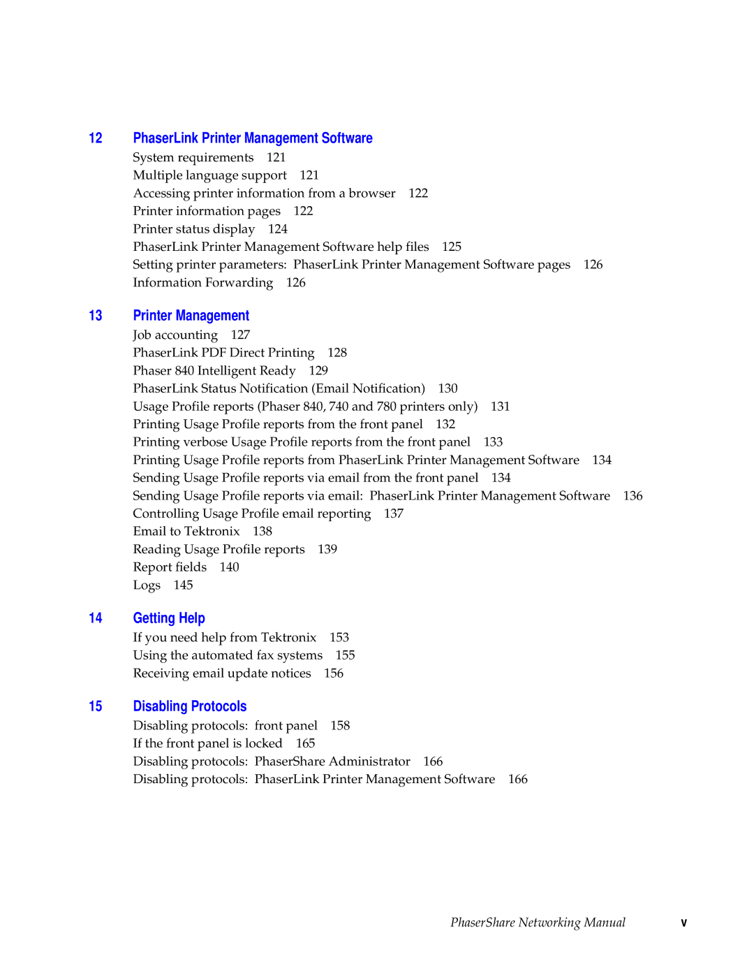 Tektronix Phasershare Printer manual PhaserLink Printer Management Software, Getting Help, Disabling Protocols 