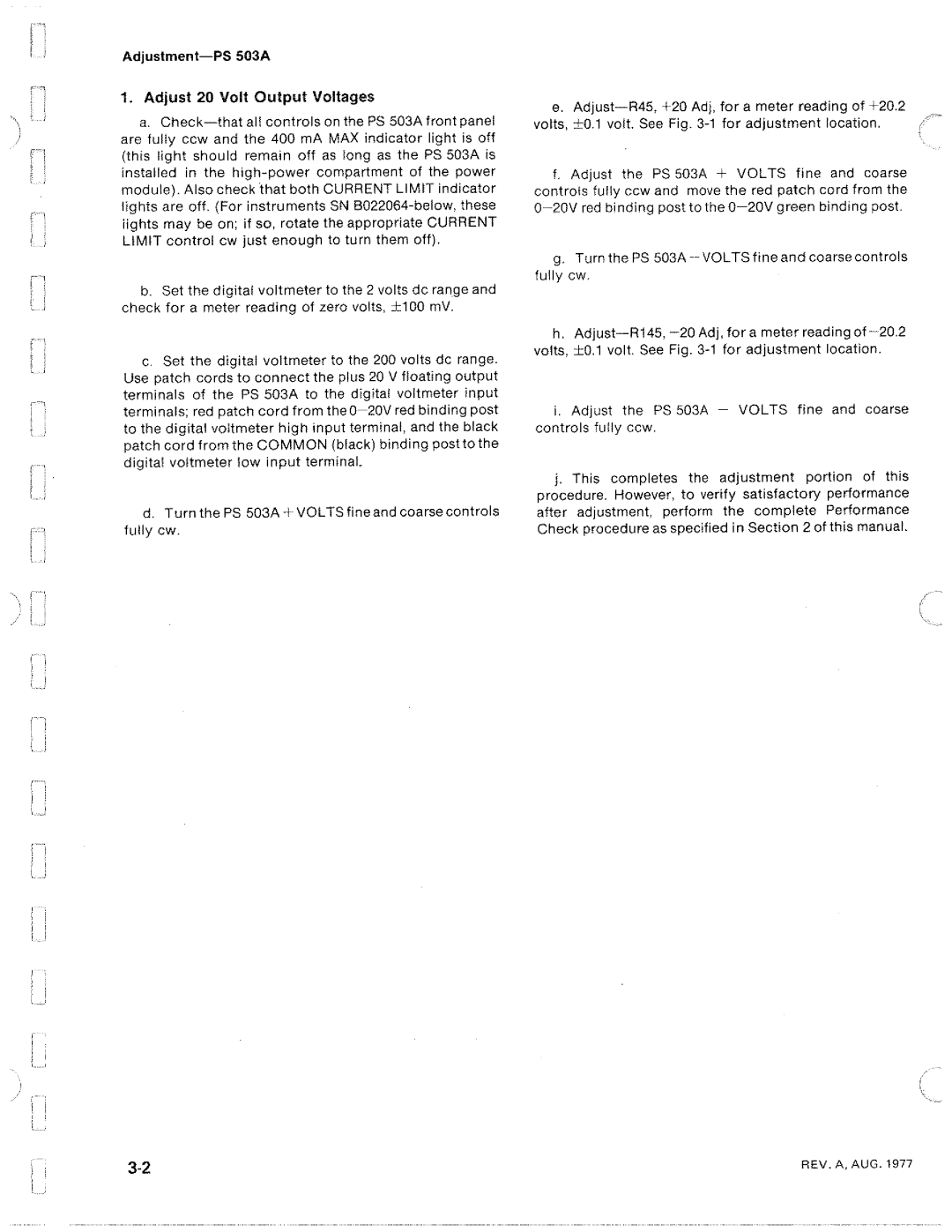 Tektronix PS 503A manual 