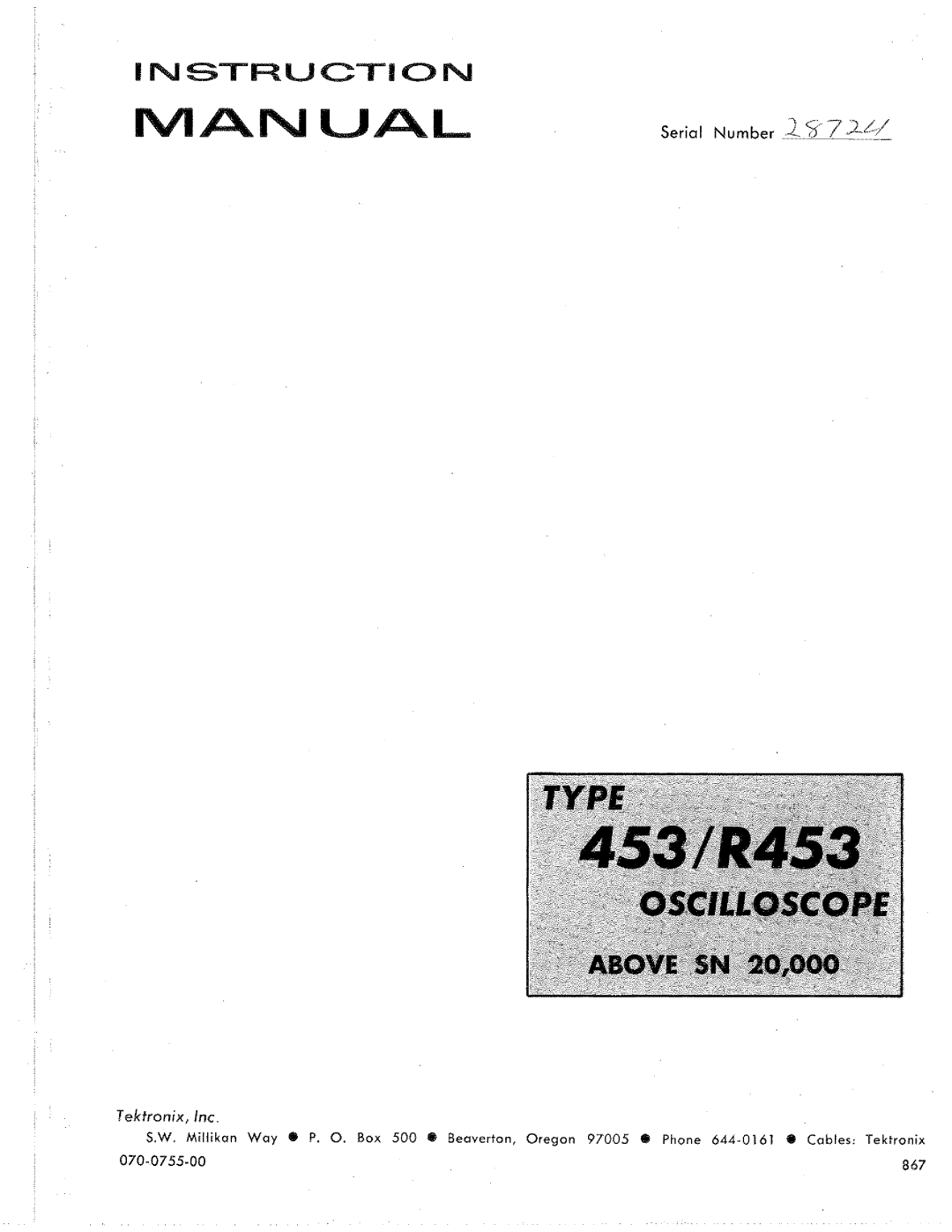 Tektronix R453 manual 