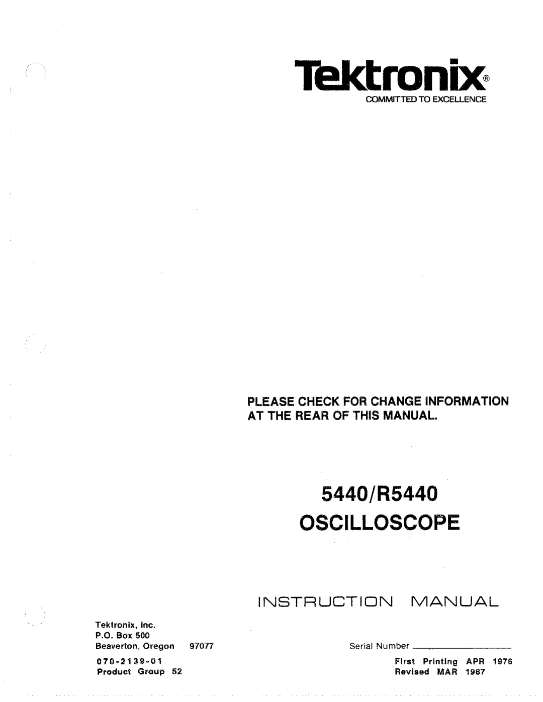 Tektronix R5440 manual 