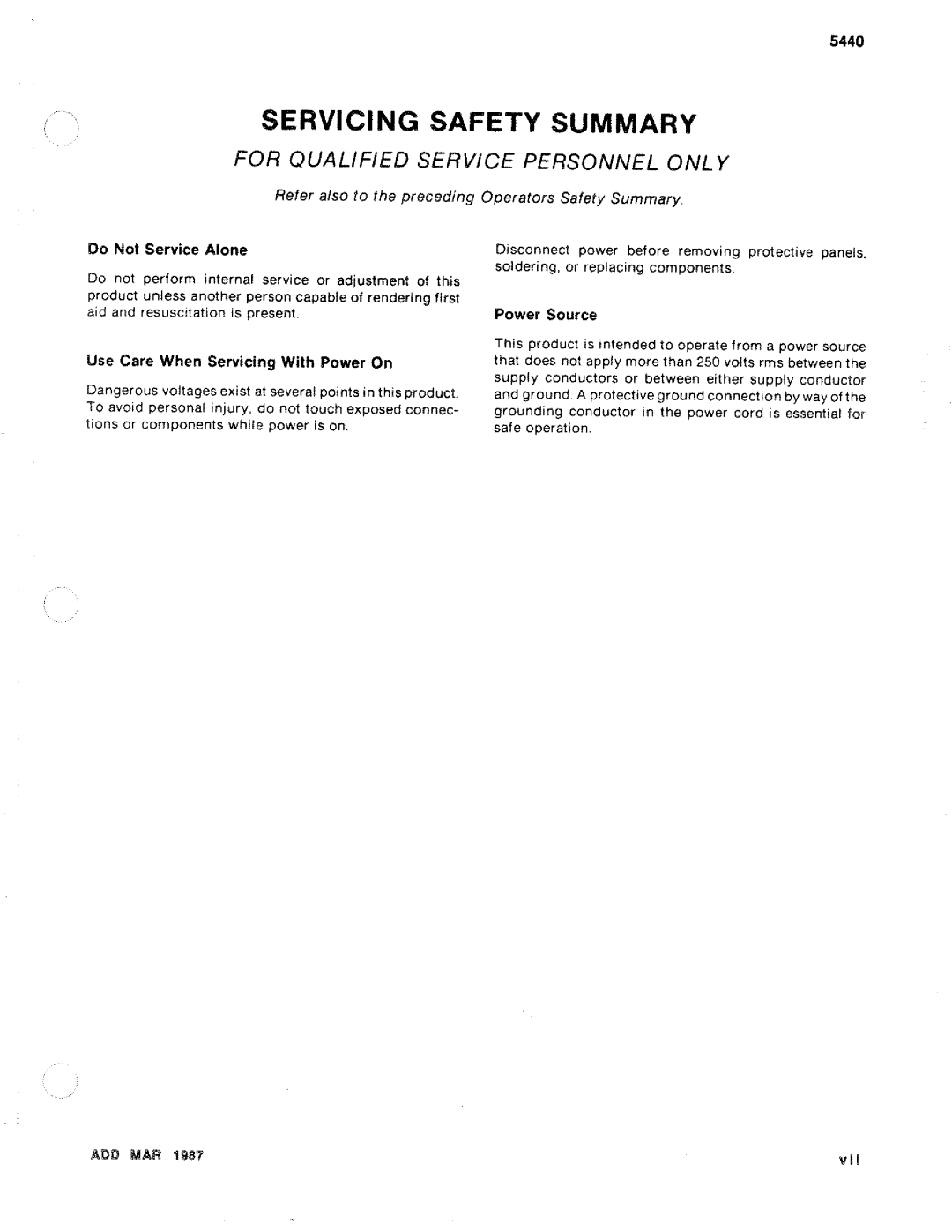 Tektronix R5440 manual 