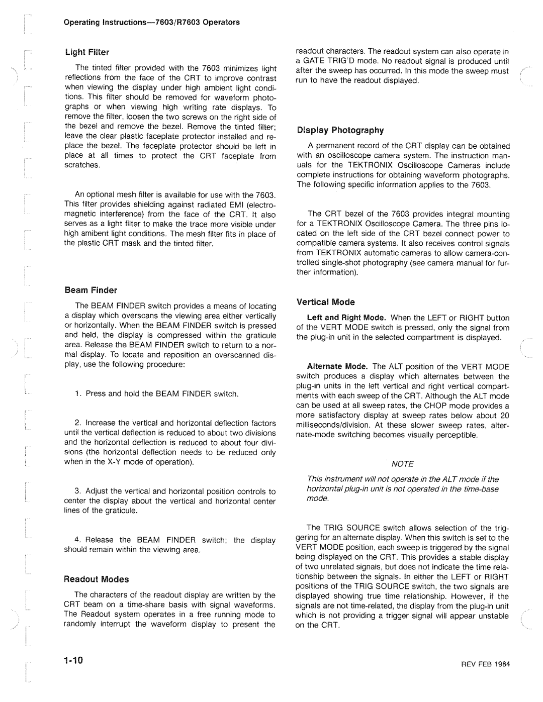 Tektronix R7603 manual 