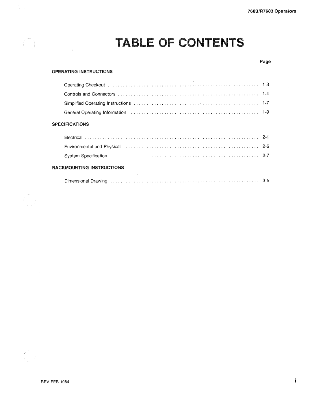 Tektronix R7603 manual 