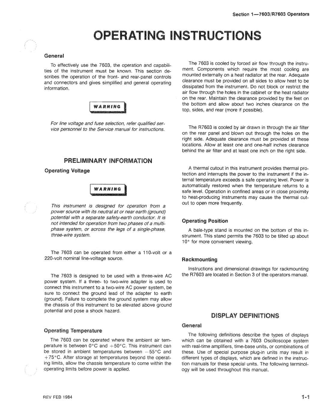 Tektronix R7603 manual 