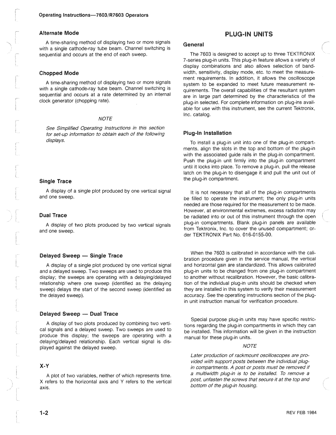 Tektronix R7603 manual 