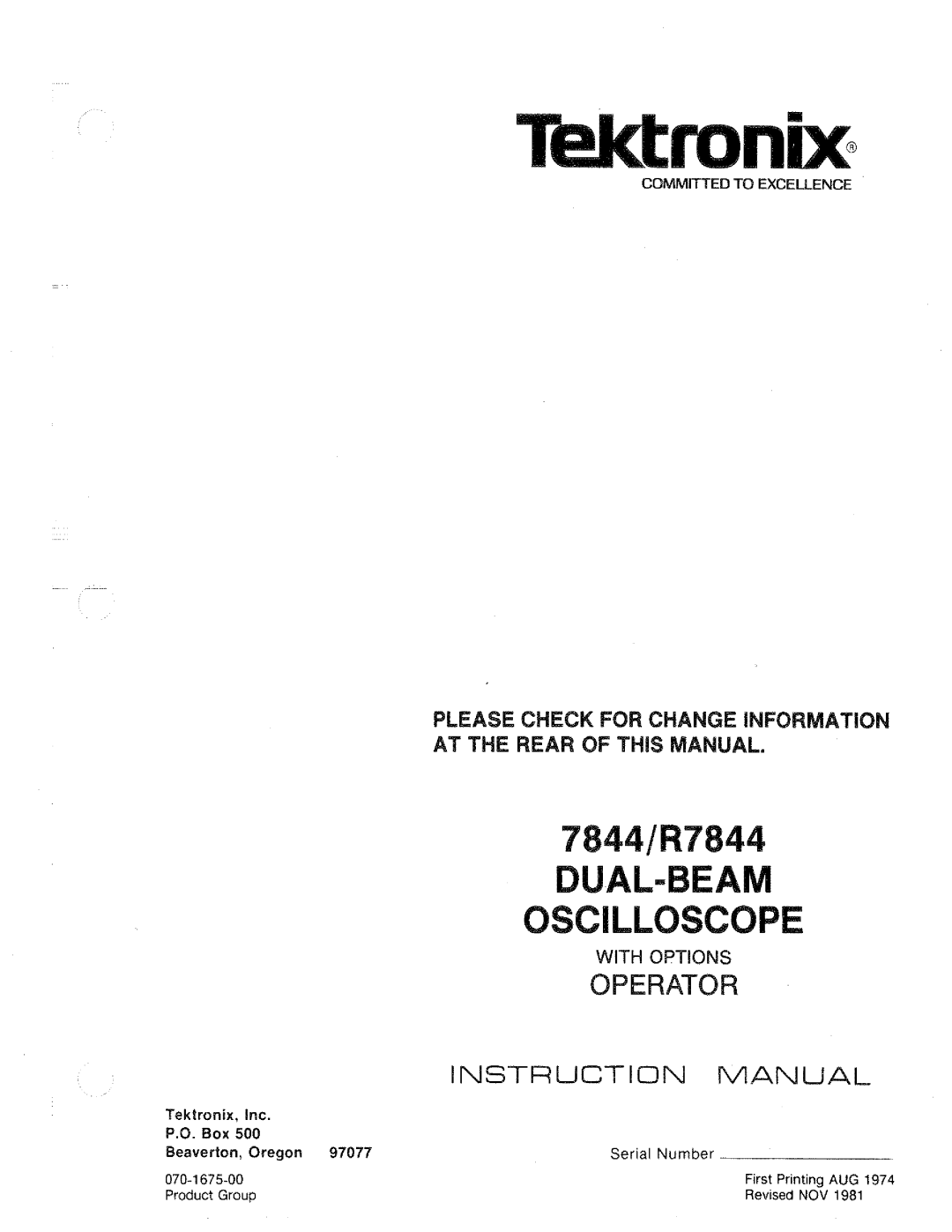 Tektronix R7844 manual 