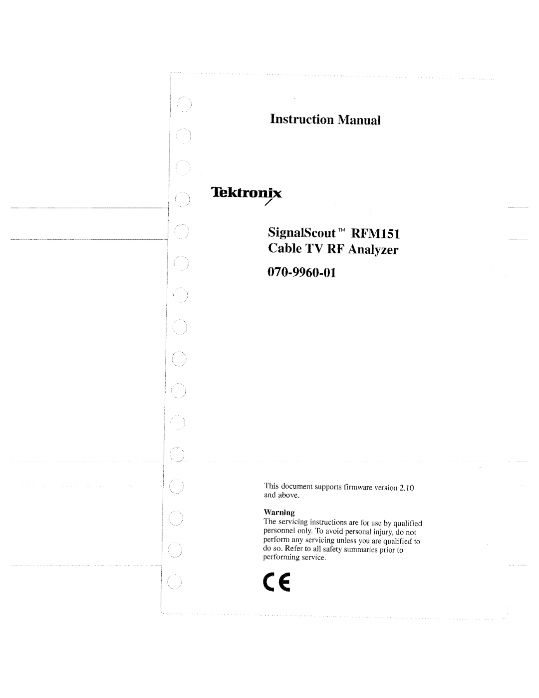 Tektronix 070-9960-01, RFM151 manual 