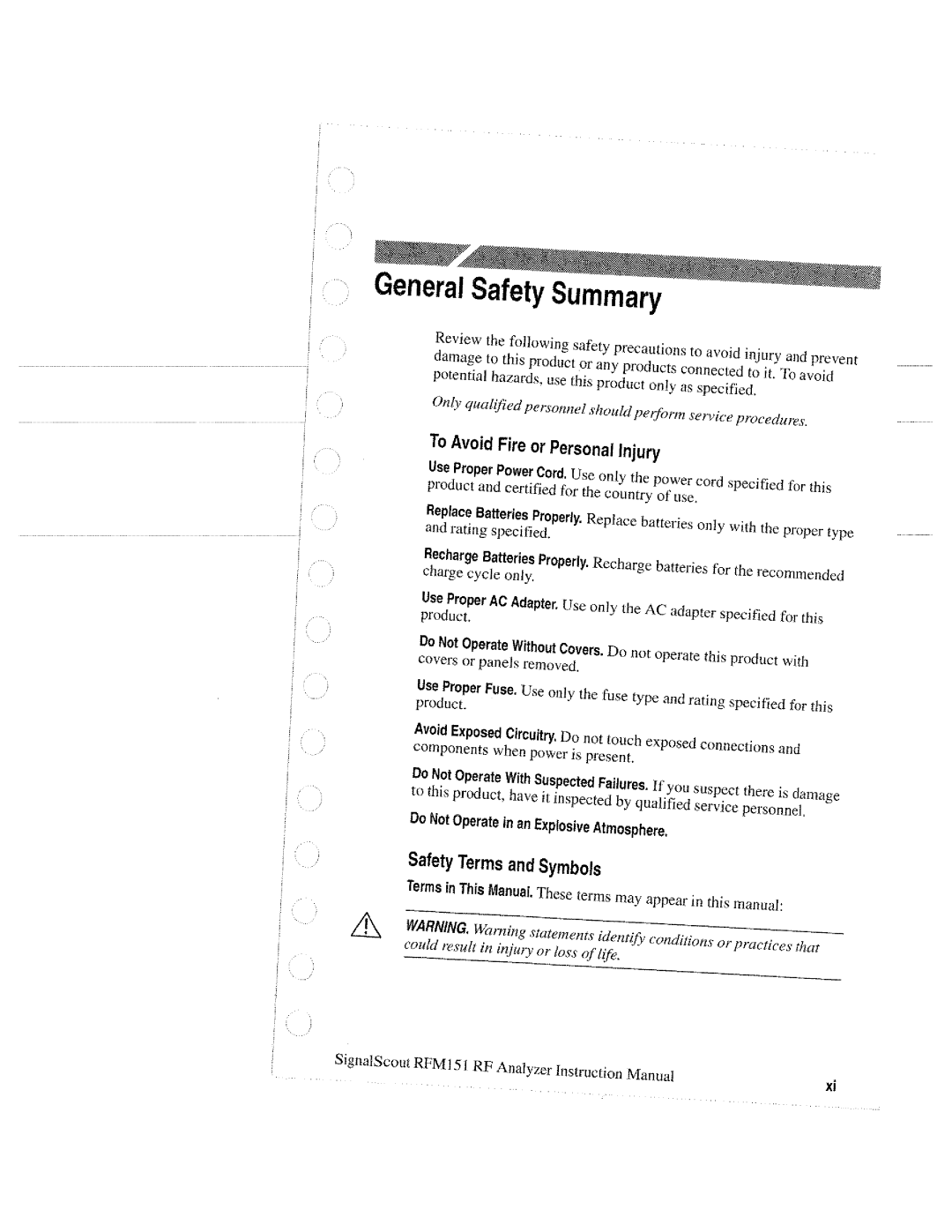 Tektronix 070-9960-01, RFM151 manual 