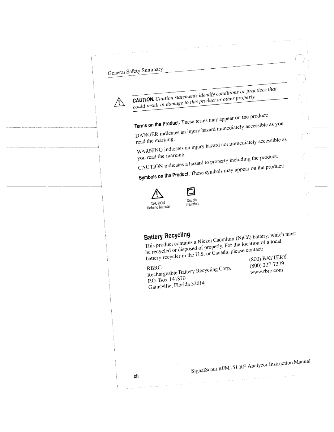 Tektronix RFM151, 070-9960-01 manual 