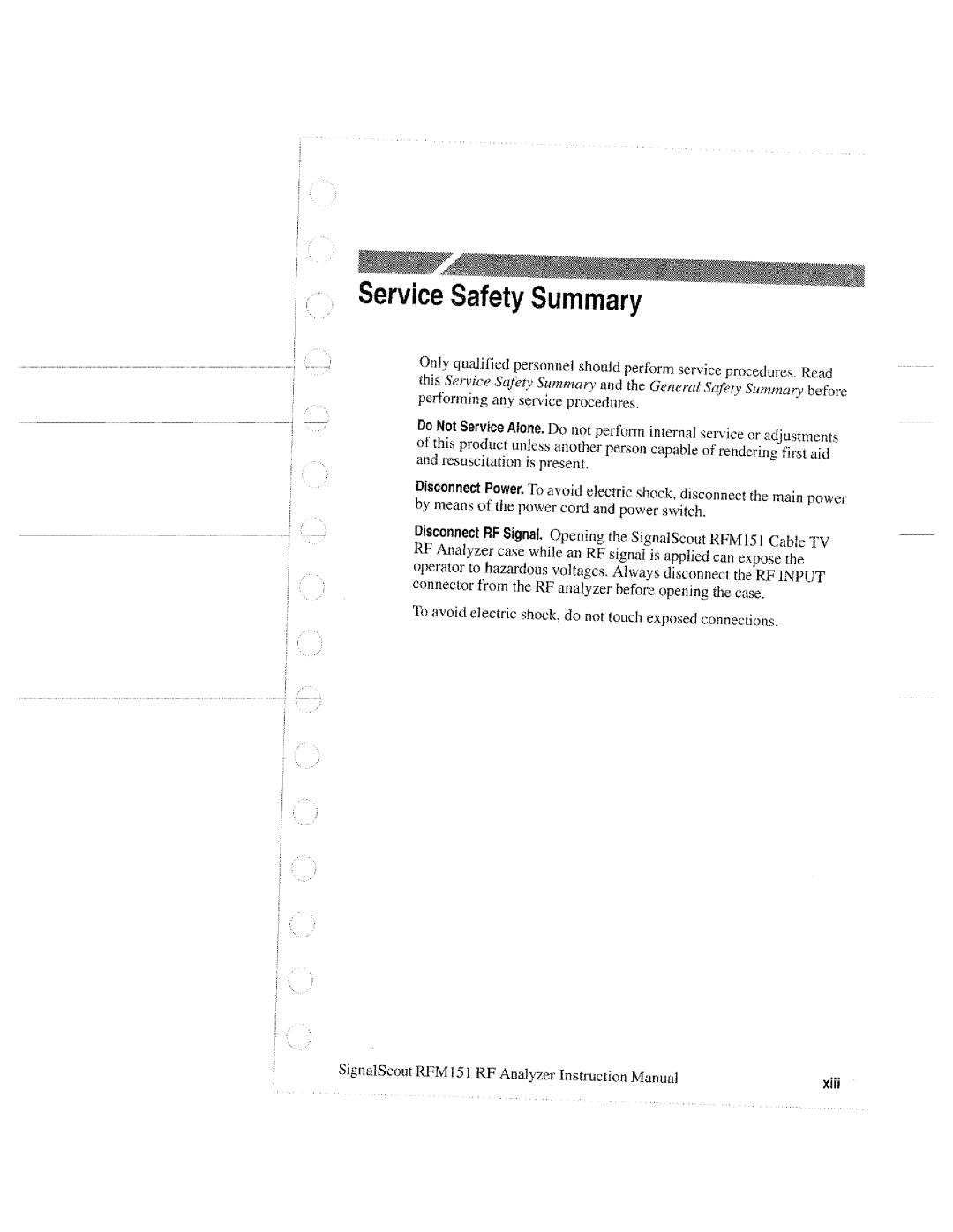 Tektronix 070-9960-01, RFM151 manual 