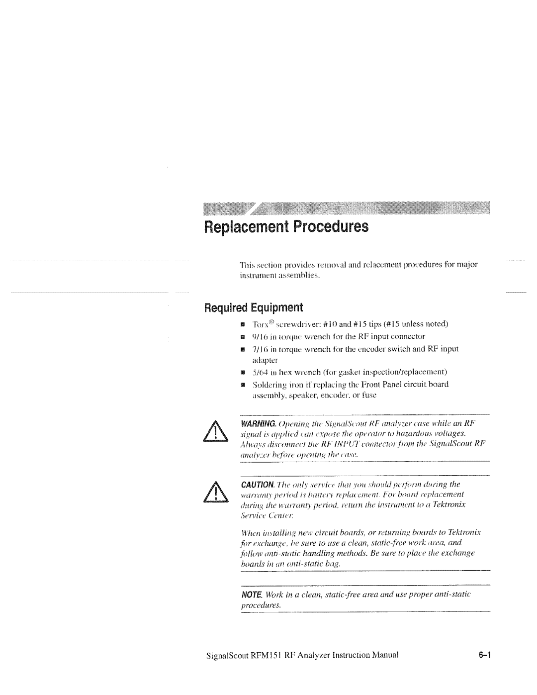 Tektronix 070-9960-01, RFM151 manual 