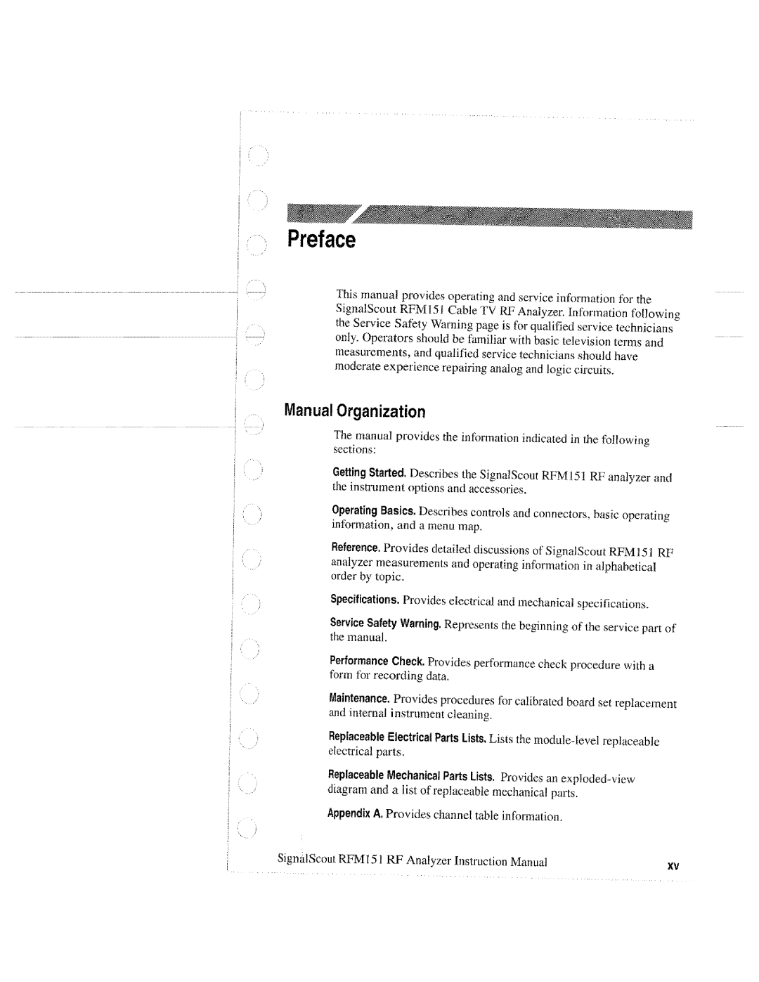 Tektronix 070-9960-01, RFM151 manual 