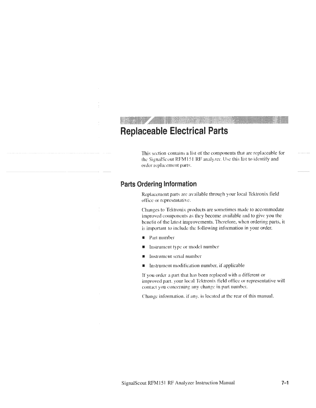 Tektronix 070-9960-01, RFM151 manual 