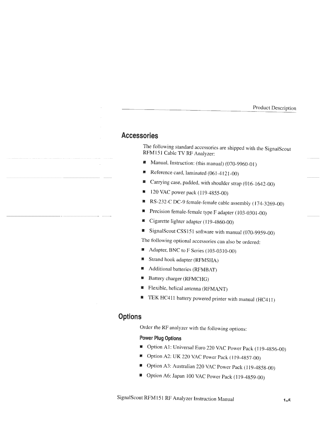 Tektronix 070-9960-01, RFM151 manual 