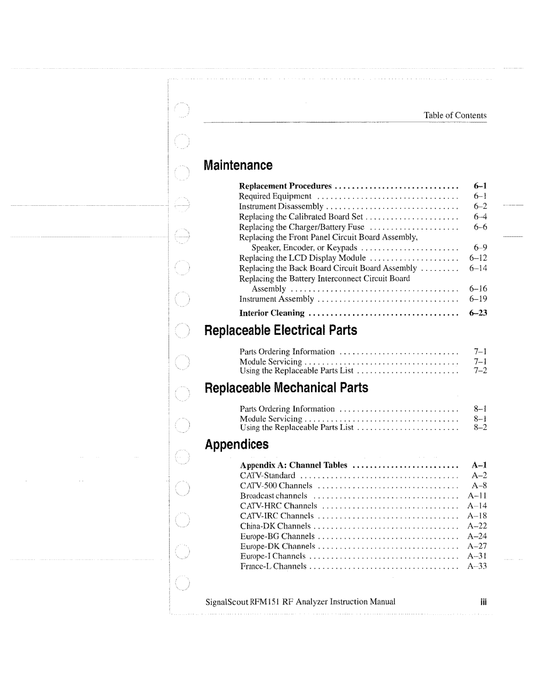 Tektronix 070-9960-01, RFM151 manual 