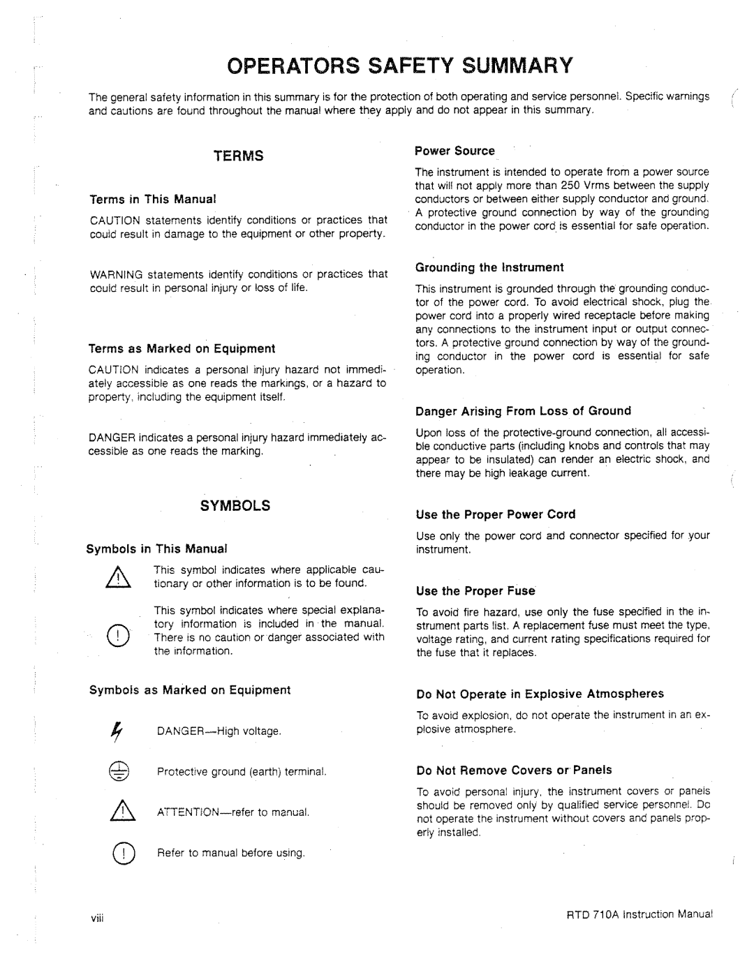 Tektronix RTD 710A manual 