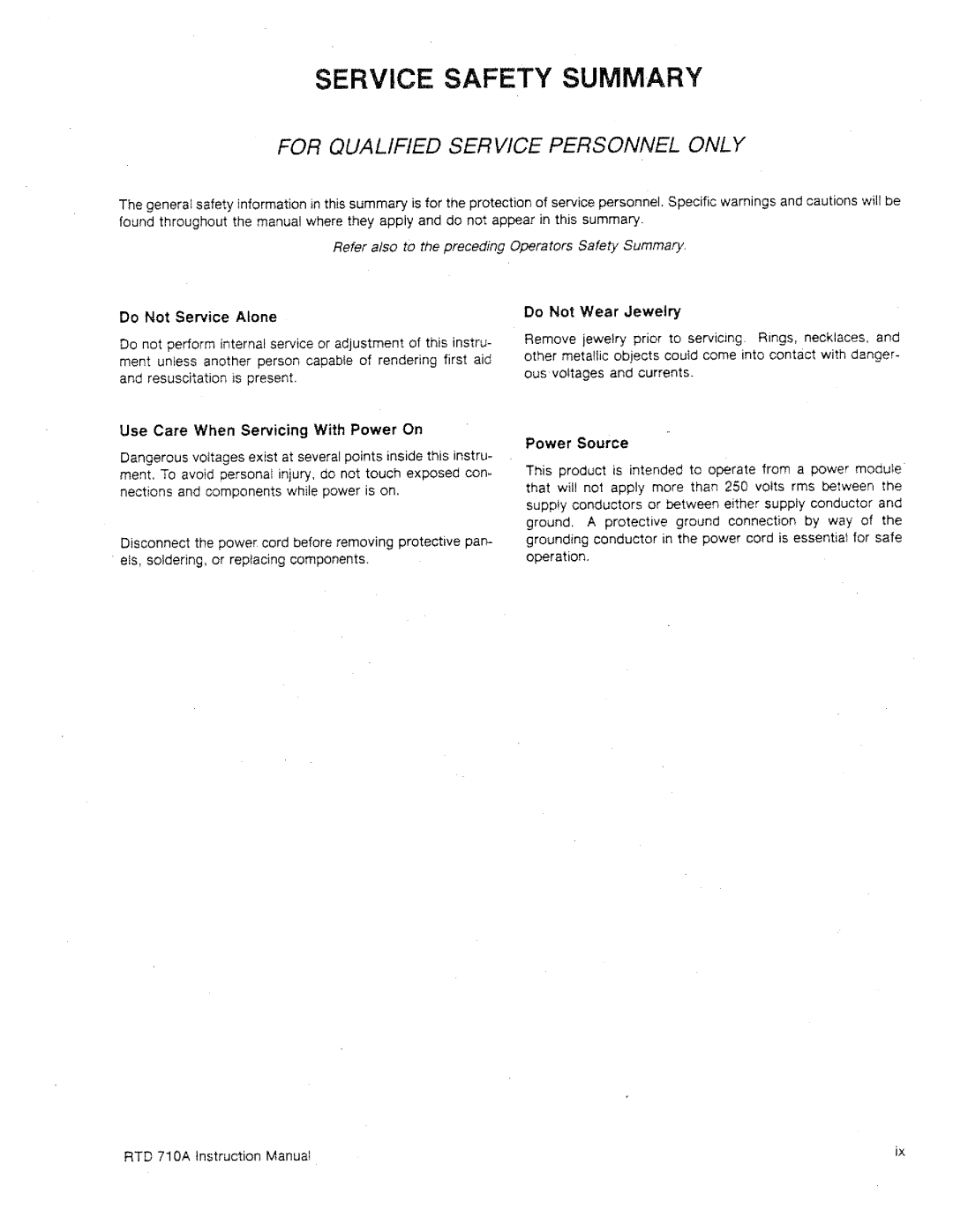Tektronix RTD 710A manual 