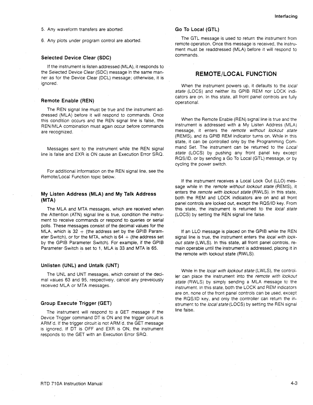 Tektronix RTD 710A manual 