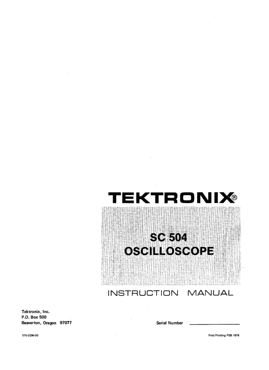 Tektronix SC 504 manual 