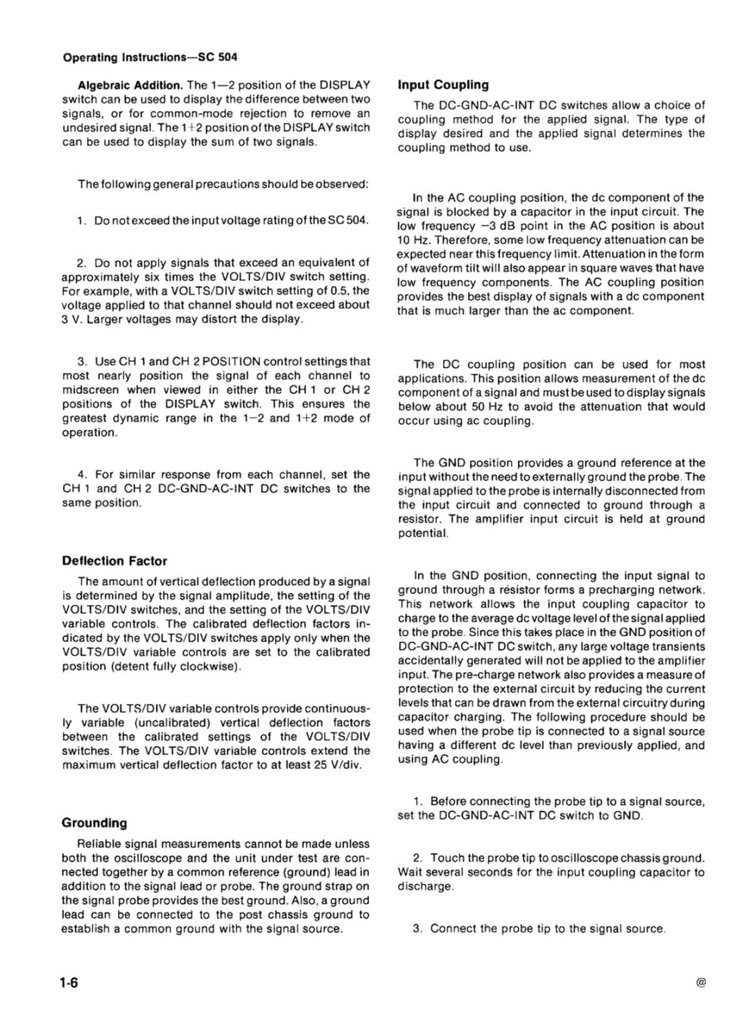 Tektronix SC 504 manual 