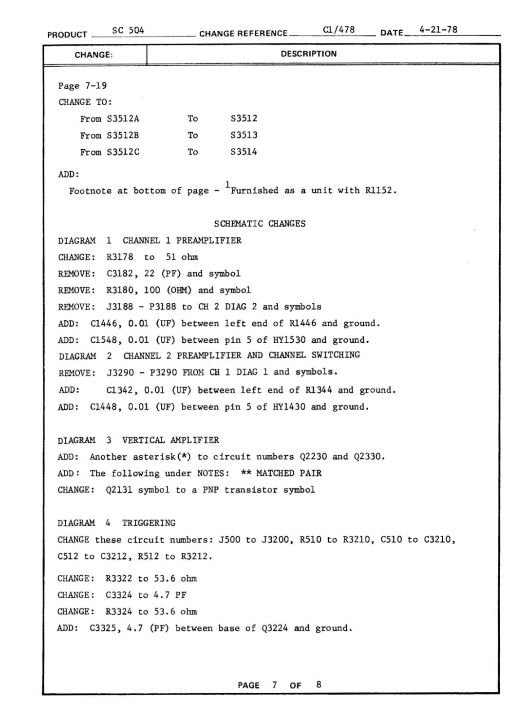 Tektronix SC 504 manual 