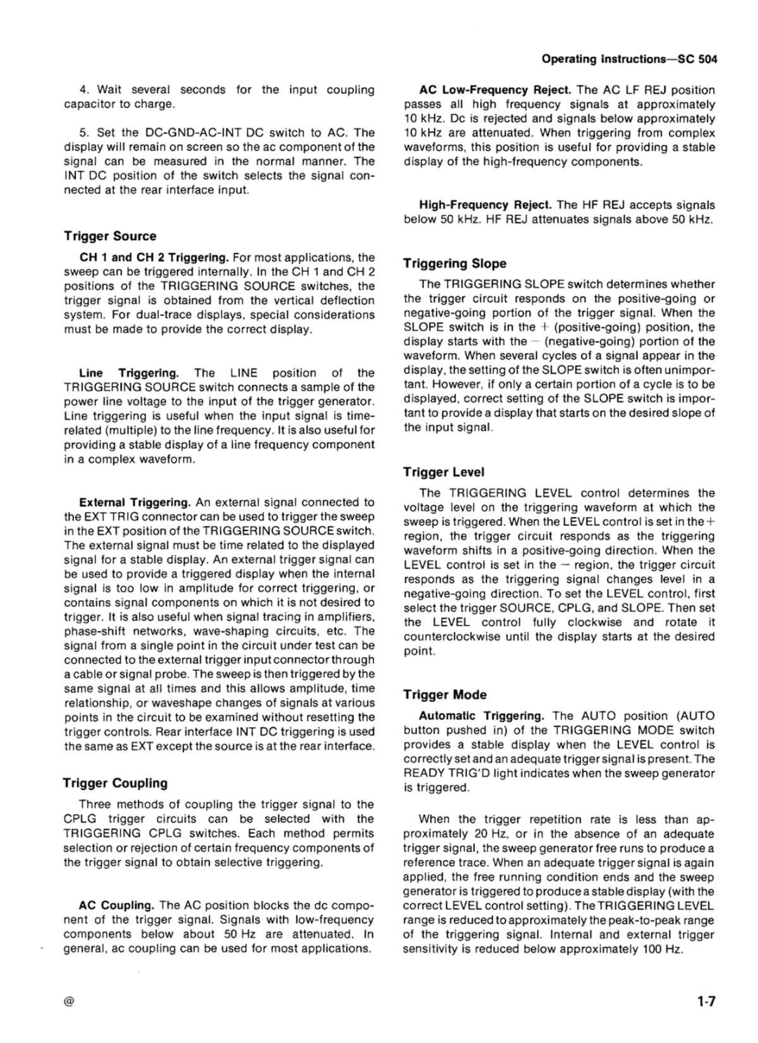 Tektronix SC 504 manual 