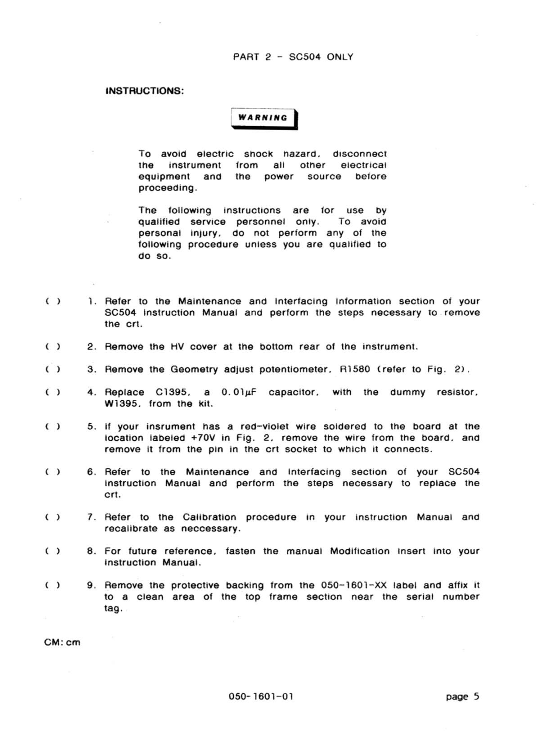 Tektronix SC 504 manual 