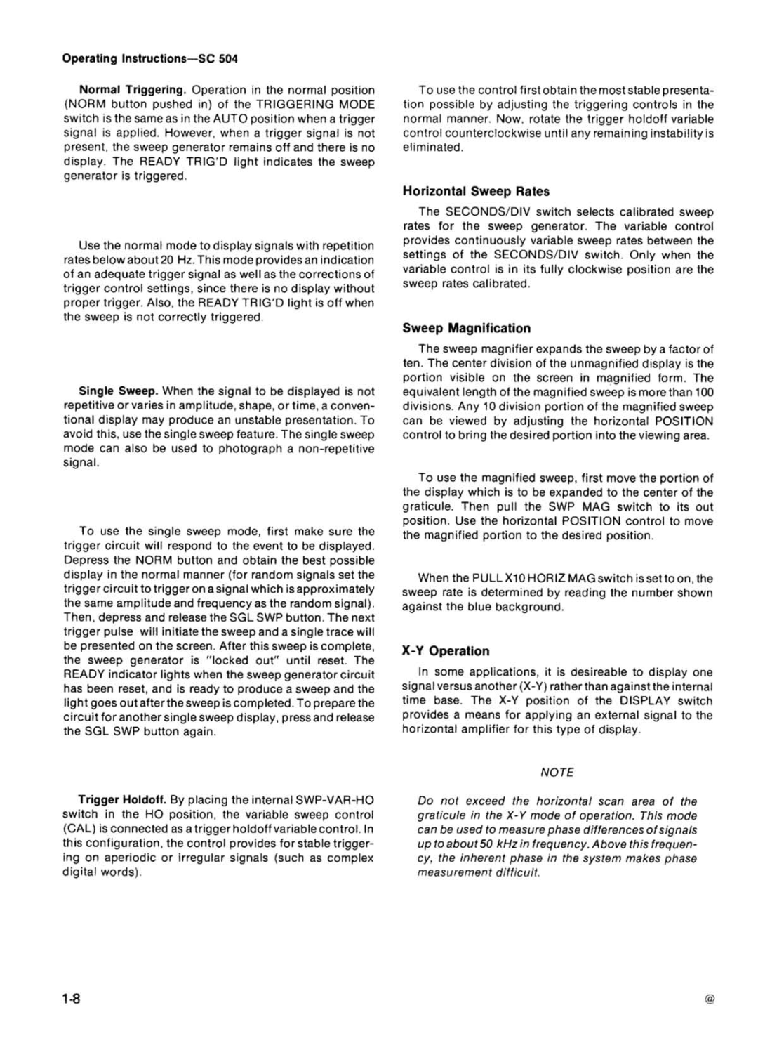 Tektronix SC 504 manual 