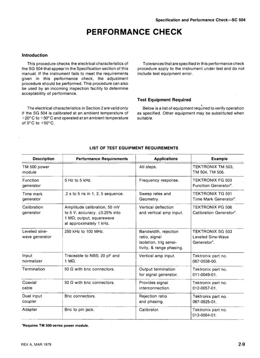 Tektronix SC 504 manual 