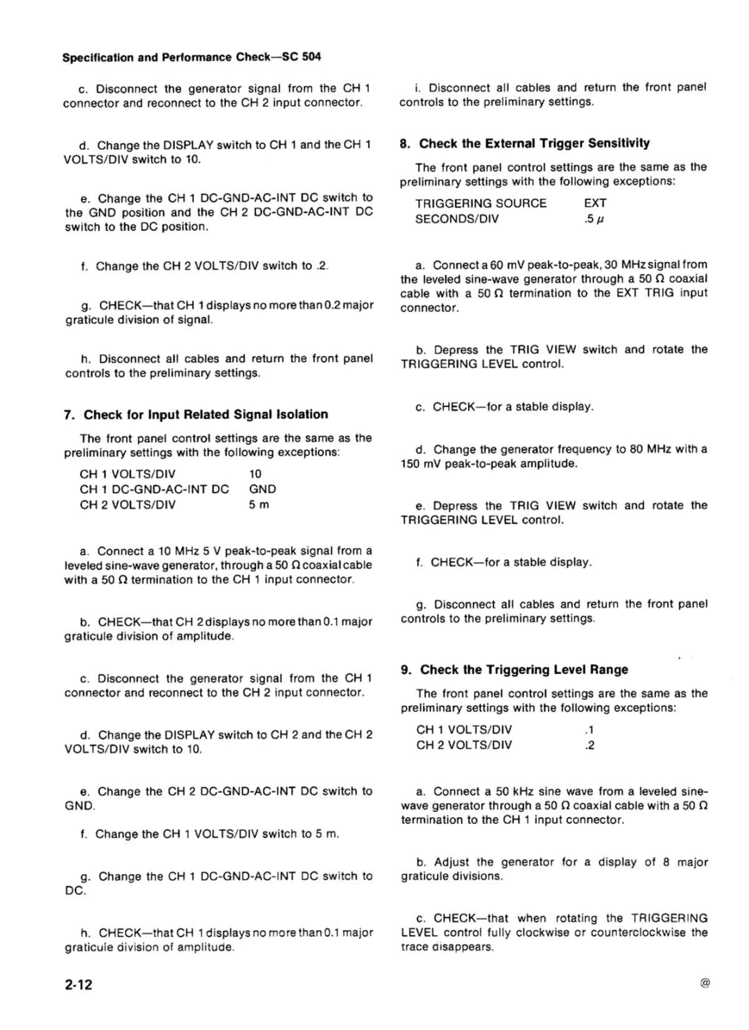 Tektronix SC 504 manual 