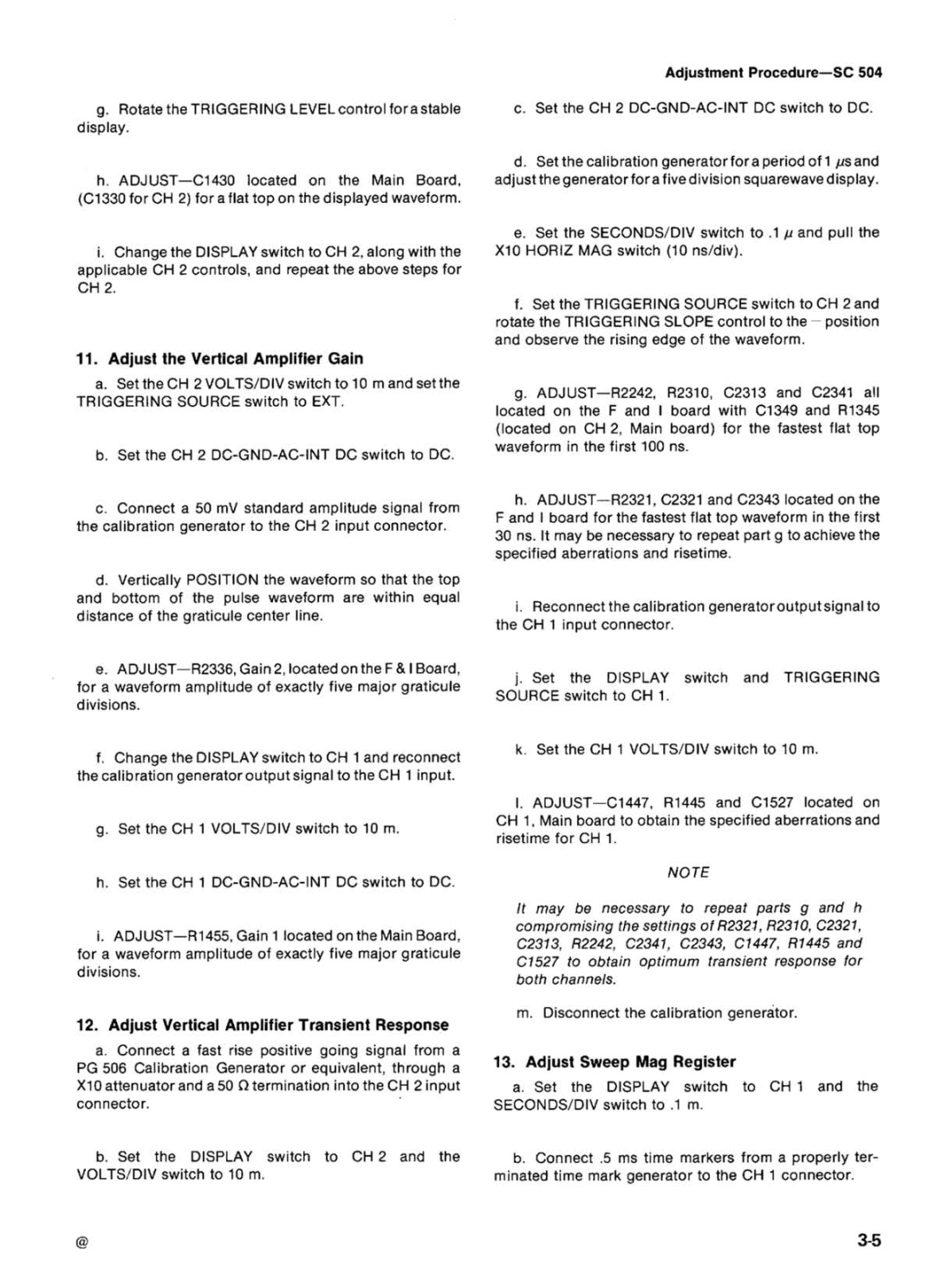 Tektronix SC 504 manual 