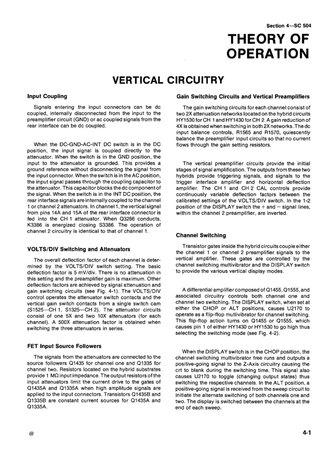 Tektronix SC 504 manual 