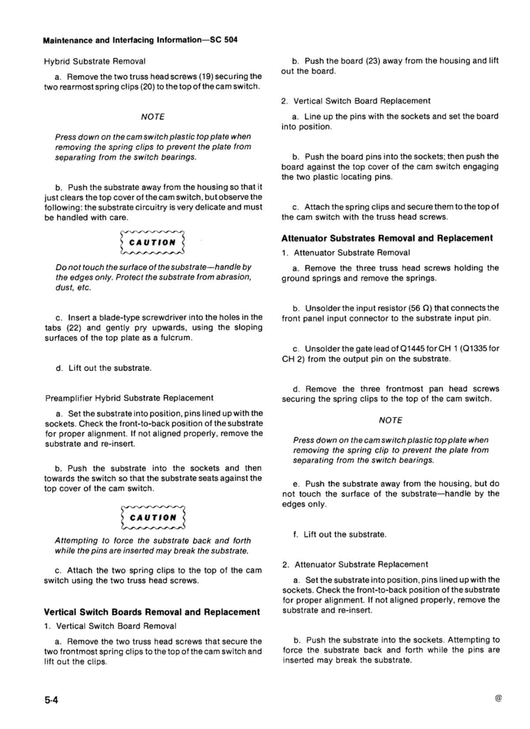 Tektronix SC 504 manual 