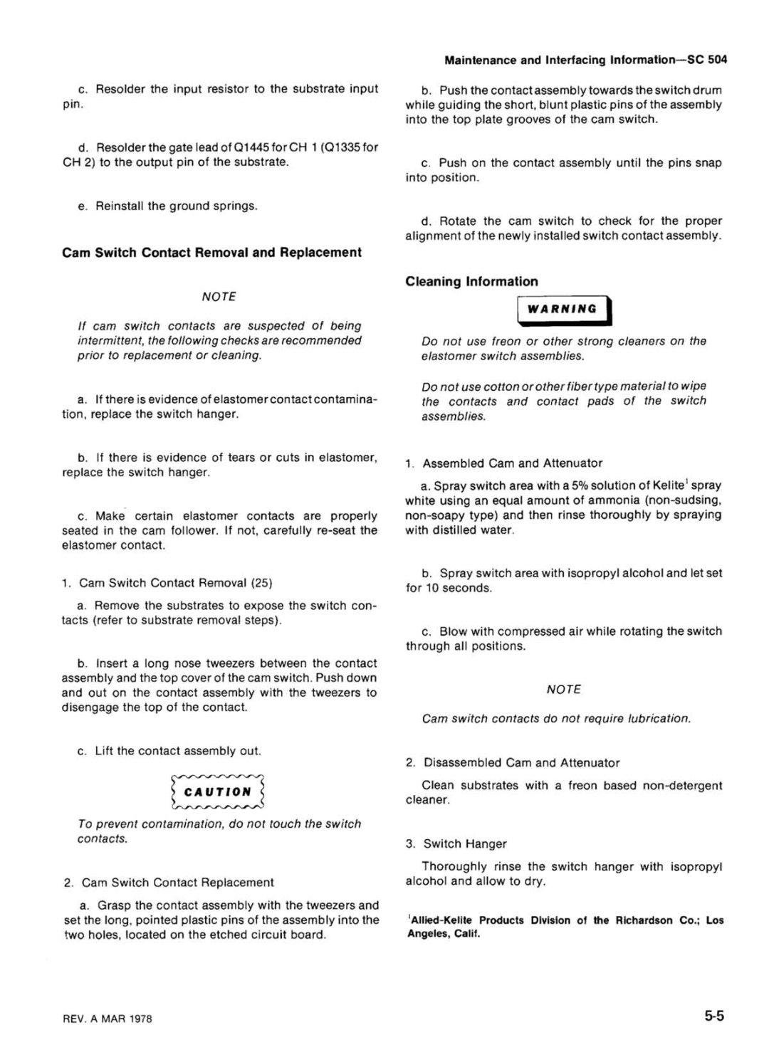 Tektronix SC 504 manual 