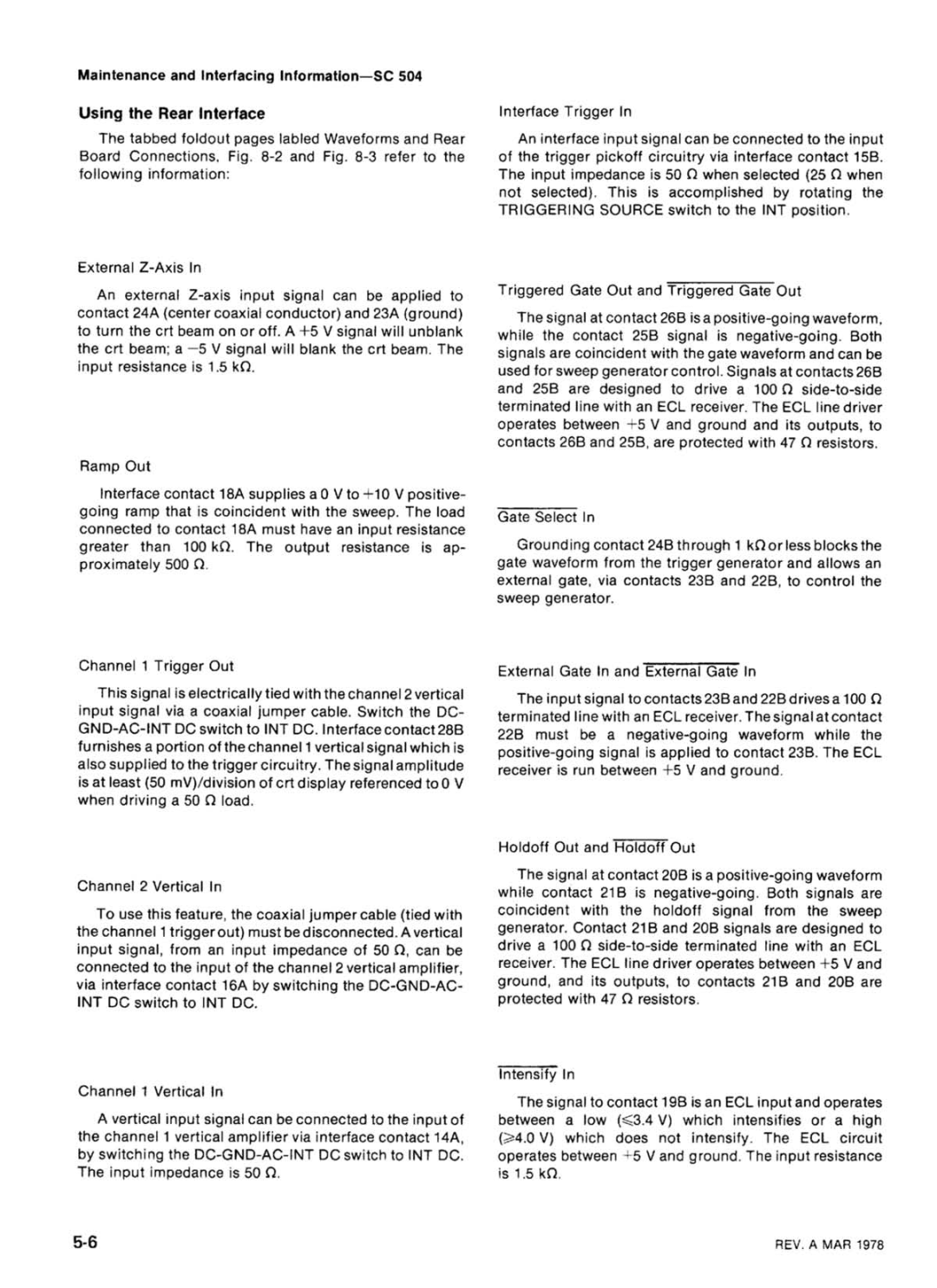 Tektronix SC 504 manual 