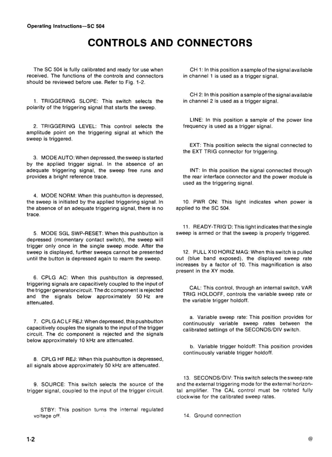 Tektronix SC 504 manual 