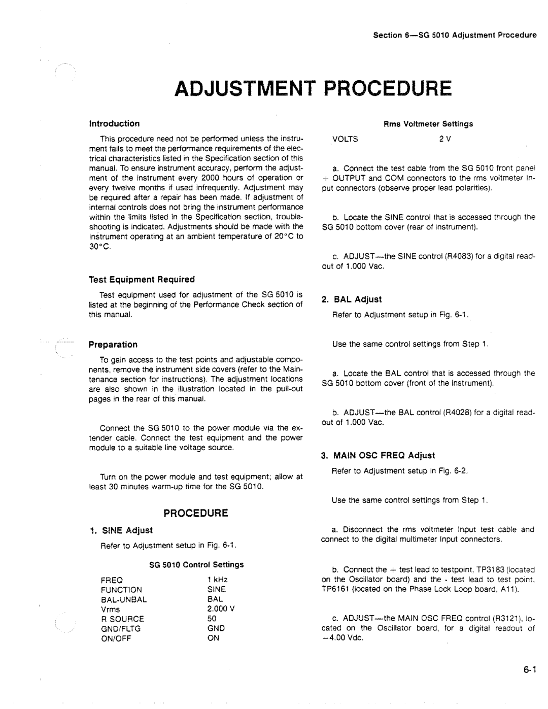 Tektronix SG 5010 manual 