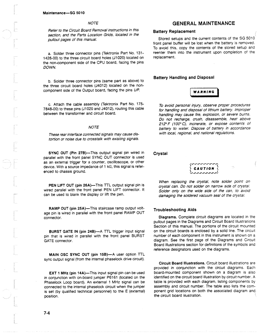 Tektronix SG 5010 manual 