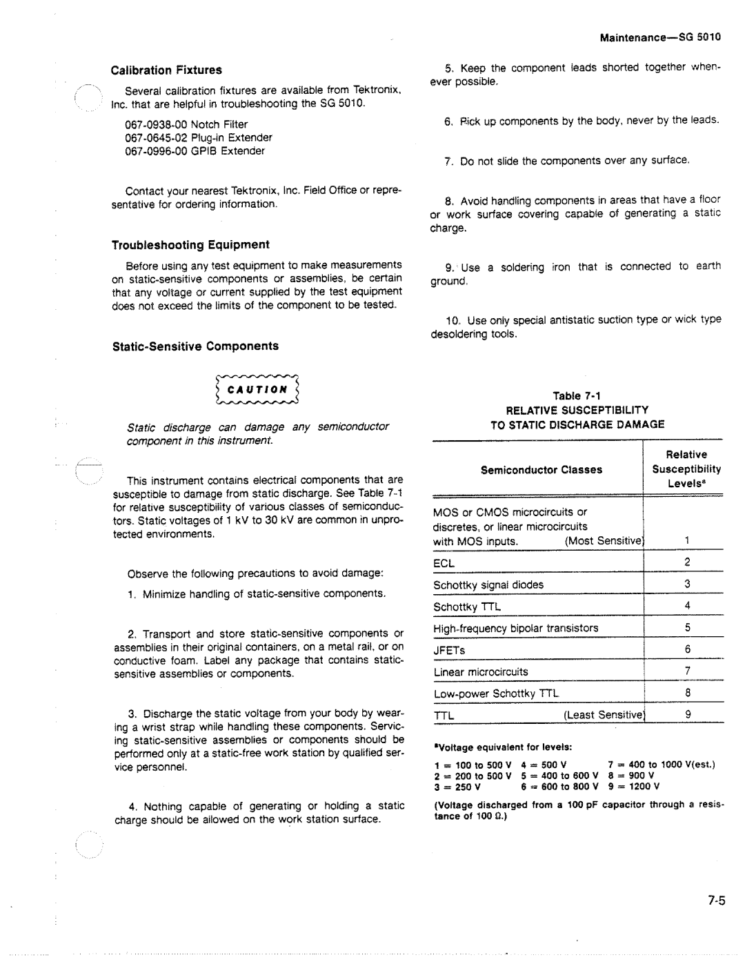 Tektronix SG 5010 manual 