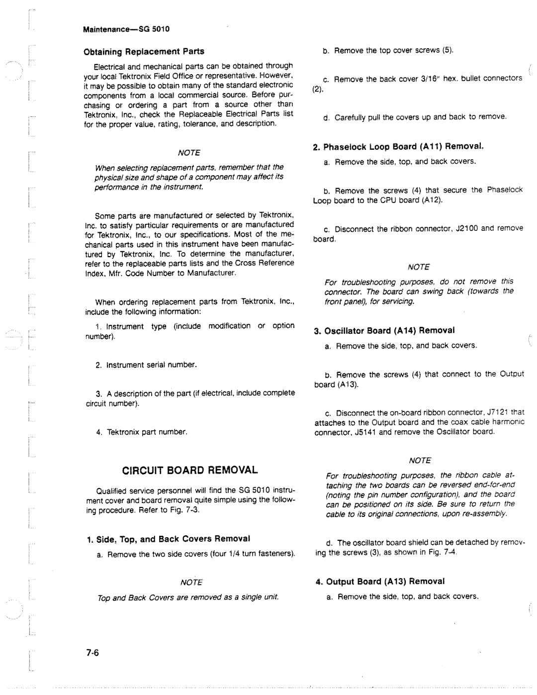 Tektronix SG 5010 manual 