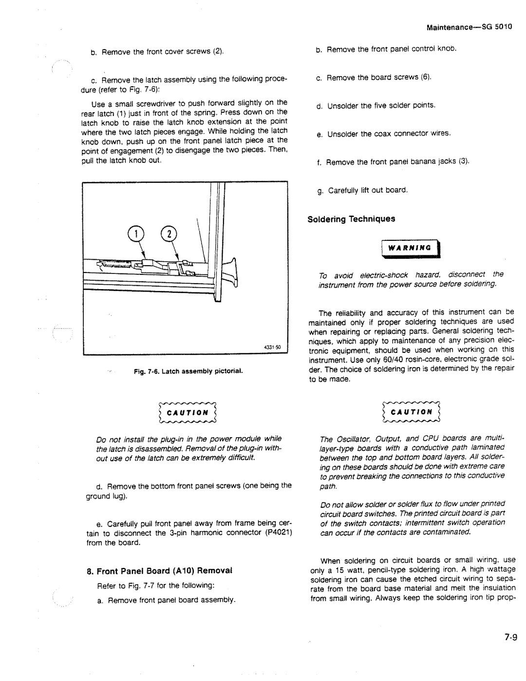 Tektronix SG 5010 manual 