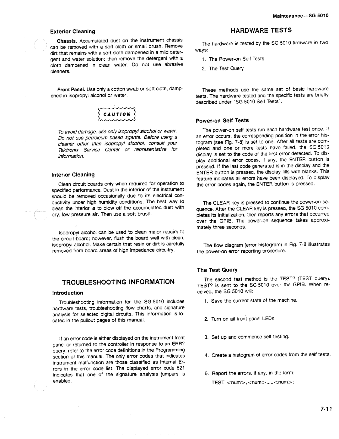 Tektronix SG 5010 manual 