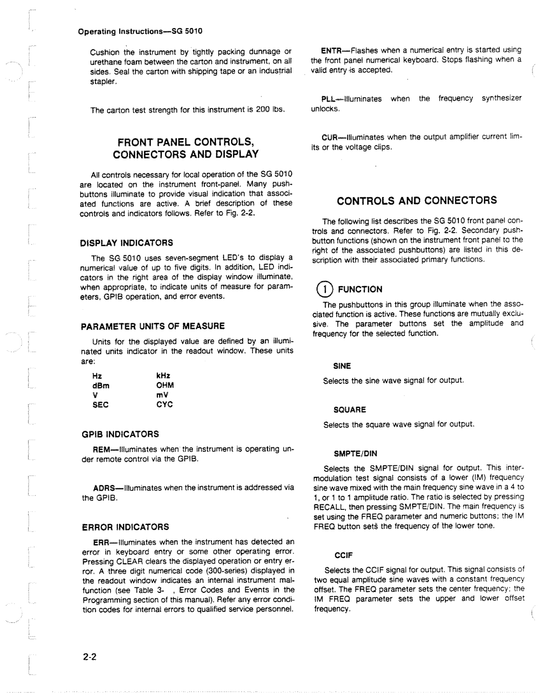 Tektronix SG 5010 manual 