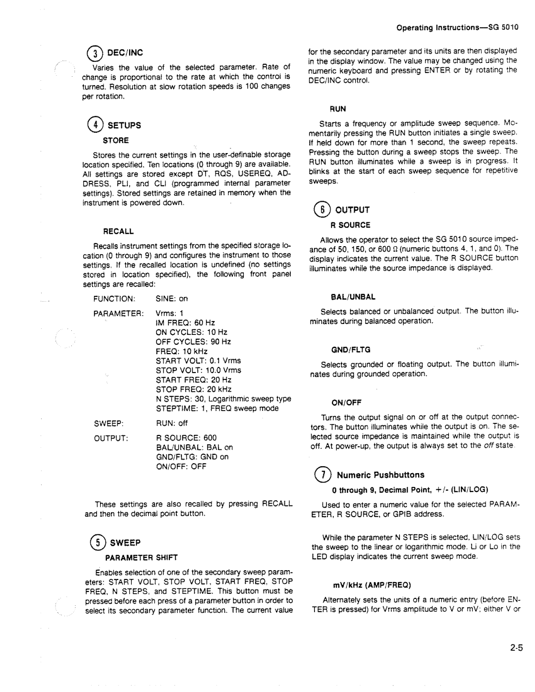 Tektronix SG 5010 manual 