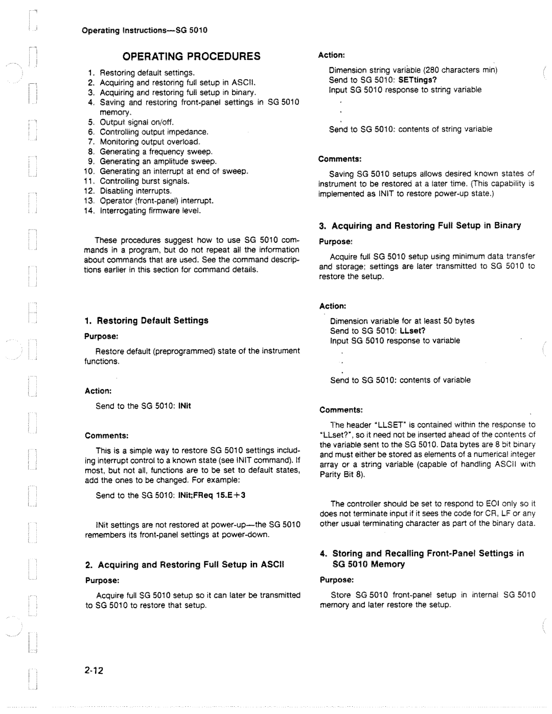 Tektronix SG 5010 manual 